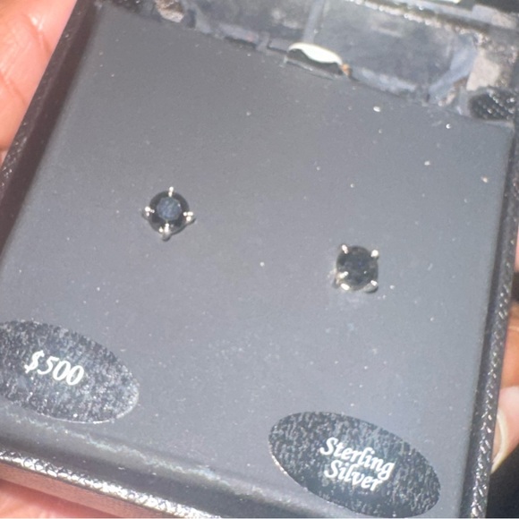 1CTW BLK DIA SS S STUD EAR (NEW IN BOX) - Picture 1 of 3